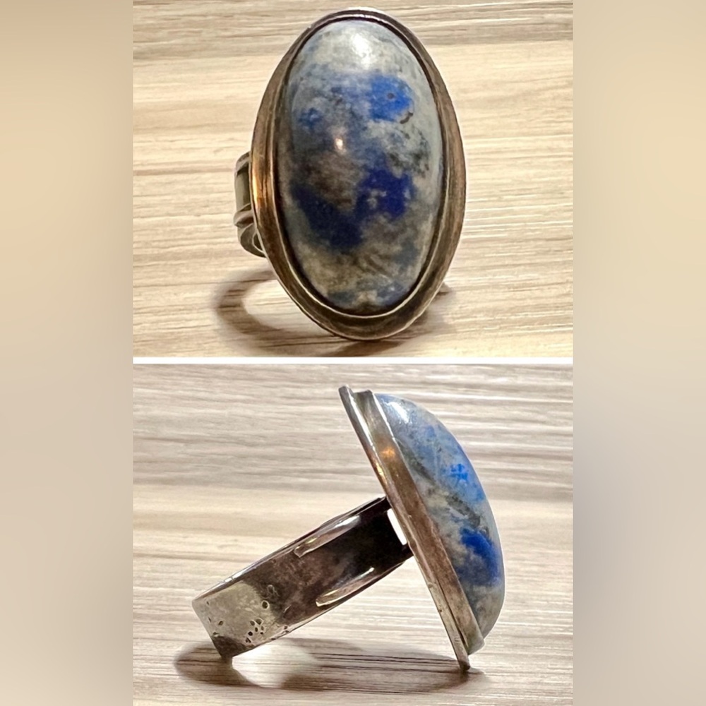 Vintage Native American Navajo Sterling Silver & Blue Lapis Ring, Size 5.75